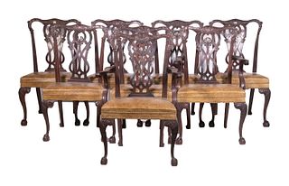 (8) IRISH CHIPPENDALE STYLE DINING CHAIRS