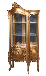 LOUIS XVI STYLE GOLD LEAF DISPLAY CABINET