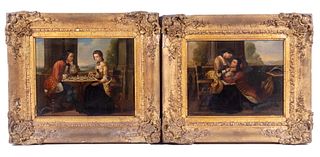 A PAIR OF LATE 18TH C. FRENCH GENRE PAINTINGS