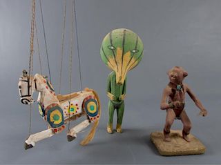 Hand-Carved & Painted Sculptures, Three (3)