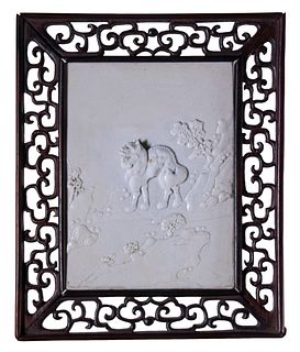 CHINESE WHITE BISCUIT PORCELAIN PLAQUE