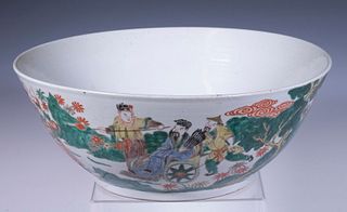 CHINESE FAMILLE VERTE PUNCH BOWL