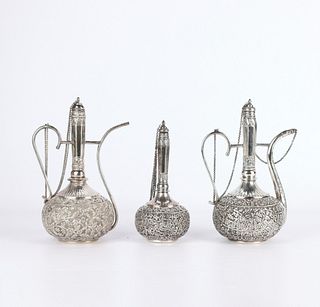 3 Sterling Silver Indian Water Vessels