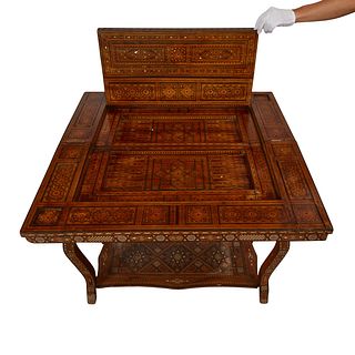 Syrian Inlaid Marquetry Game Table