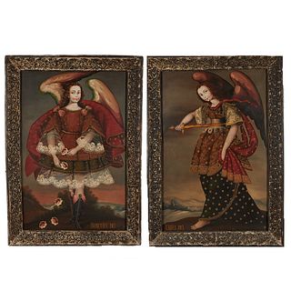 2 Contemporary Angel Paintings w/ Older Frames