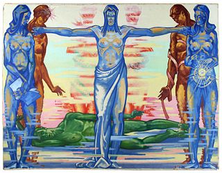 Josef Lacina "Allegorie" Oil on Panel