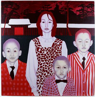 Style of Zhang Xiaogang Acrylic on Canvas