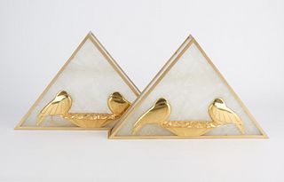 Art Deco Style Triangular Sconces w/ Birds