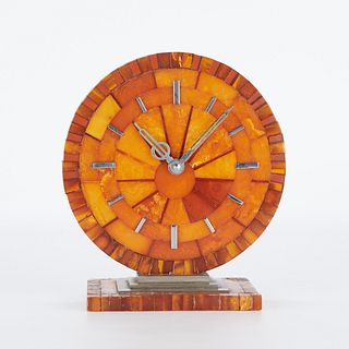 German Art Deco Amber Table Clock