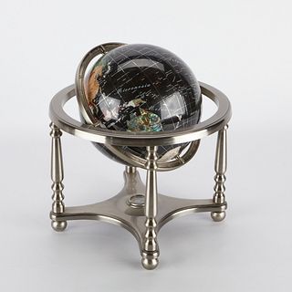 Lapis and Inlaid Semi-Precious Stone Globe