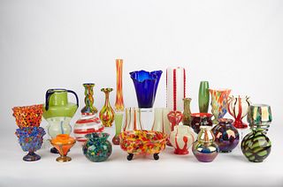 27 Czech Art Glass Vases