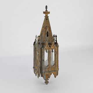 Neogothic Brass Hanging Lantern