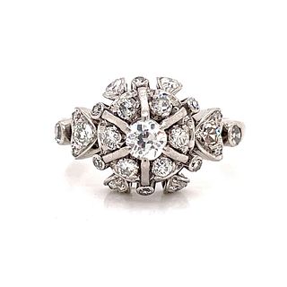 Platinum Art Deco Dome Diamond Ring