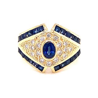 18k Sapphire Diamonds Ring