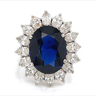 Platinum 10.00 Ct. Sapphire & Diamond Ring