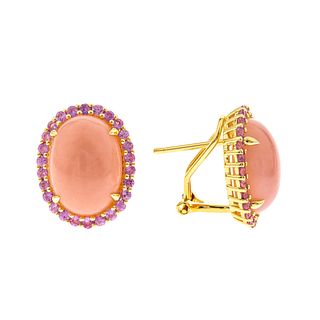 14K Queen Conch Pink Sapphire Earrings