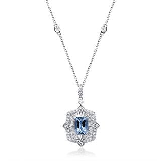14k Aqua Diamond Pendant