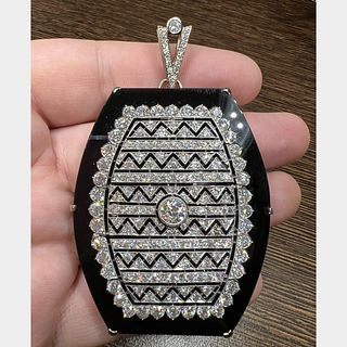 18K & Platinum Onyx Diamond Pendant