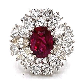 18K White Gold Ruby & Diamond Ring