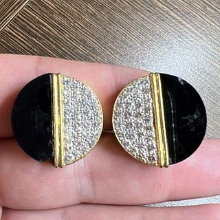 18K Onyx & Diamond Earrings