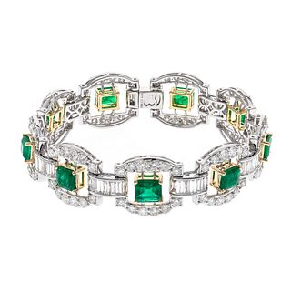 18k Emerald Diamond Bracelet