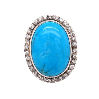 18k Turquoise Diamond Big Ring