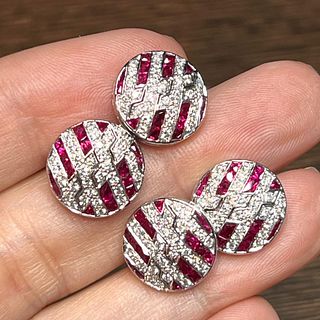 Platinum Burma Ruby and Diamond Cufflinks