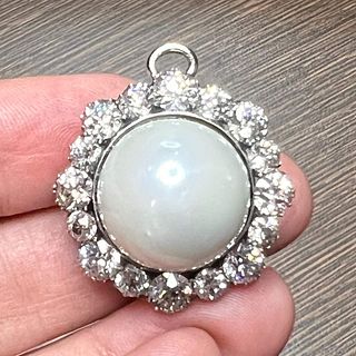 18K & Silver Top South Sea Pearl and Diamond Pendant