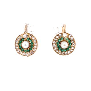 18k Diamond Emerald Pearl EarringÂ 
