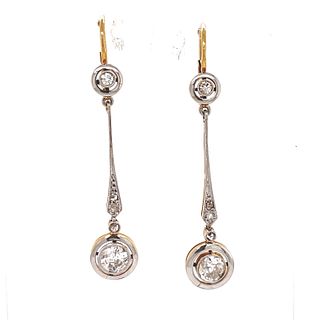 18k Platinum Art Deco Diamond Drop Earrings