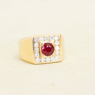 14k Ruby & Diamond Surround Ring