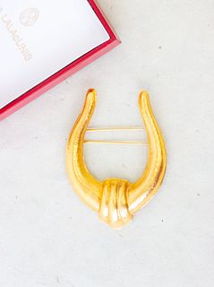 18k Lalounis Hammered Gold Horseshoe Pin