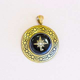 14k Victorian Star with Banded Agate Pin PendantÂ 