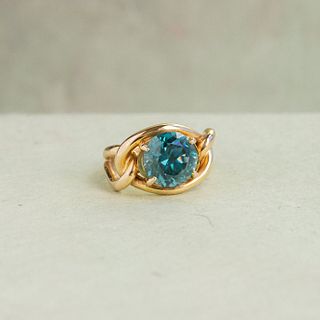14k Blue Zircon Solitaire Ring