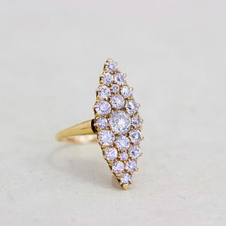 18k Victorian Diamond Navette Ring