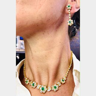 Faraone Milano 18K Yellow Gold Diamond and Earring Necklace & Earring Set