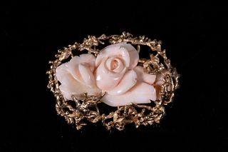 GOLD & CORAL BROOCH