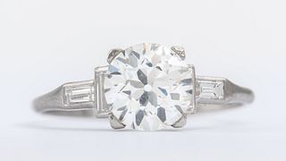 Art Deco Period Platinum & Diamond Engagement Ring
