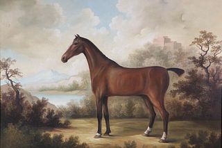 Antique Oil on Canvas "Portrait of a Horse"