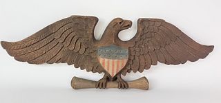Vintage Carved and Painted, "Metcalf" Federal Eagle Plaque