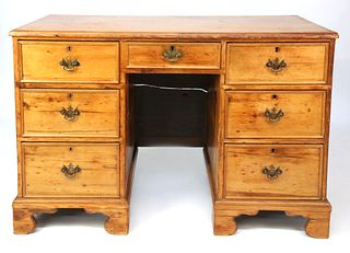 Antique English Pine Kneehole Desk, 19th Century