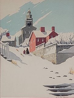 Doris and Richard Beer Nantucket Watercolor on paper "Stone Alley"