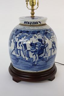 Chinese Blue and White Porcelain Ginger Jar Lamp