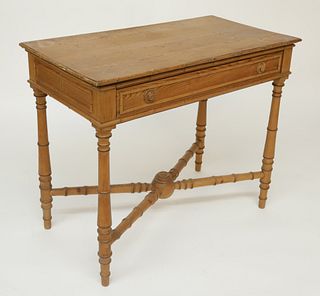 Pitch Pine Faux Bamboo One Drawer Writing Table, circa 1880