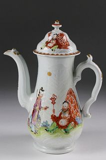 Chinese Export Enameled Porcelain Coffee Pot, mid 18th Century