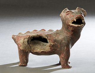 Pre-Columbian Pottery Figure, of a standing dog, H.- 8 1/4 in., W.- 10 3/4 in., D.- 5 in. Provenance: Palmira, the Estate of Sarkis Kaltakdjian (Sarki
