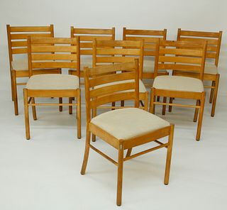 Set of Eight Mid-Century Modern Design Birch Dining Chairs