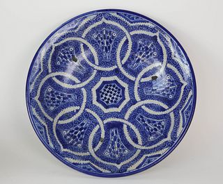 Moroccan Blue and White Shallow Charger, 19th Century