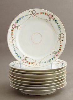 Assembled Set of One Hundred Forty-Nine Pieces of White Porcelain Dinnerware, with gilt rims, some monogrammed "A" containing