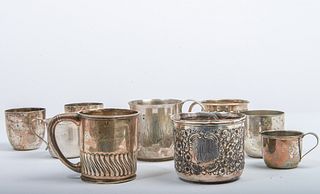 Group of sterling silver cups Miscellaneous group of sterling silver cups, primarily 20th century American, (as is) condition, usual signs of wear com